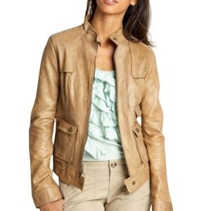 Banana Republic Camel/Tan Leather Moto Jacket XS